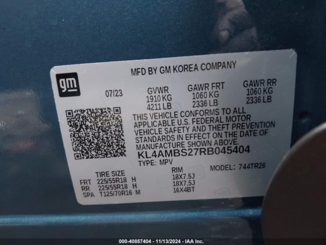 Photo 8 VIN: KL4AMBS27RB045404 - BUICK ENCORE GX 