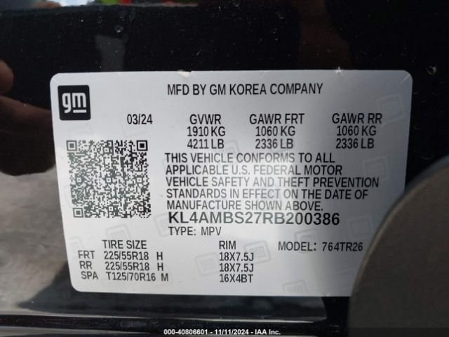 Photo 8 VIN: KL4AMBS27RB200386 - BUICK ENCORE GX 