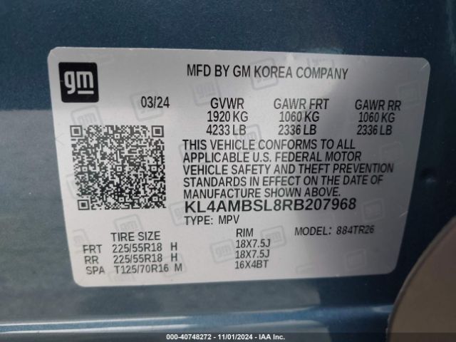 Photo 8 VIN: KL4AMBSL8RB207968 - BUICK ENCORE GX 