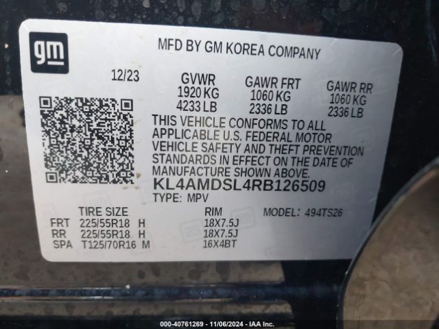 Photo 8 VIN: KL4AMDSL4RB126509 - BUICK ENCORE GX 