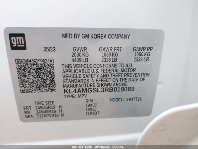 Photo 8 VIN: KL4AMGSL3RB018089 - BUICK ENCORE GX 