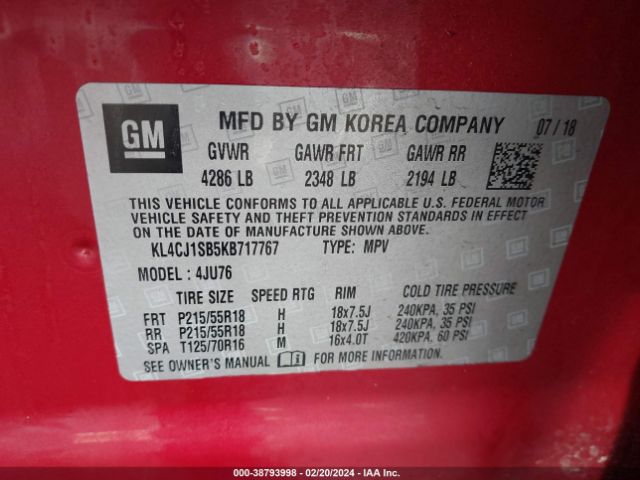 Photo 8 VIN: KL4CJ1SB5KB717767 - BUICK ENCORE 