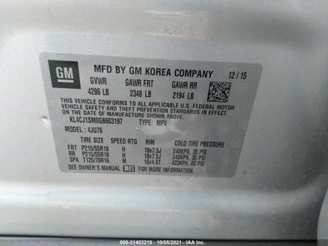 Photo 8 VIN: KL4CJ1SM0GB603197 - BUICK ENCORE 