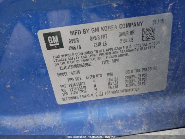 Photo 8 VIN: KL4CJ1SM0GB686050 - BUICK ENCORE 