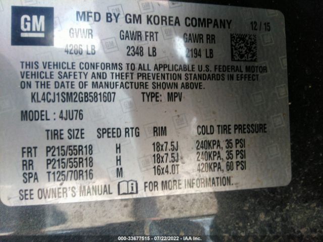 Photo 8 VIN: KL4CJ1SM2GB581607 - BUICK ENCORE 