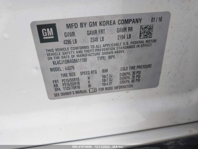 Photo 8 VIN: KL4CJ1SM4GB611190 - BUICK ENCORE 