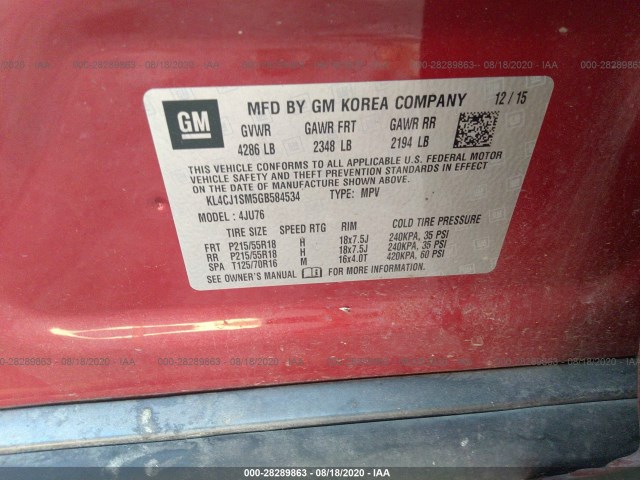 Photo 8 VIN: KL4CJ1SM5GB584534 - BUICK ENCORE 