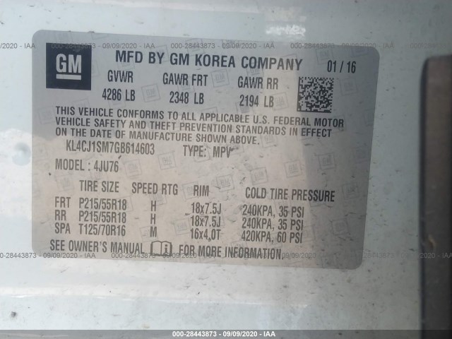 Photo 8 VIN: KL4CJ1SM7GB614603 - BUICK ENCORE 