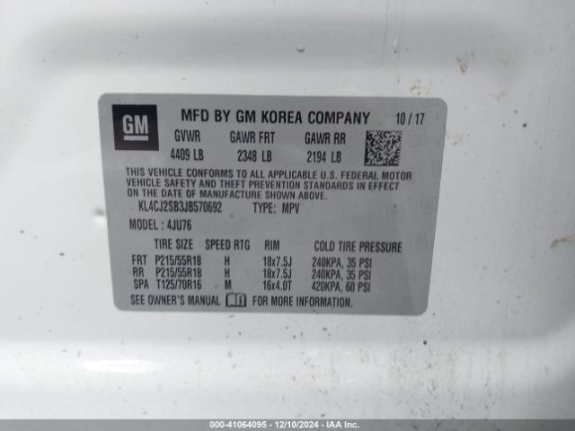 Photo 8 VIN: KL4CJ2SB3JB570692 - BUICK ENCORE 