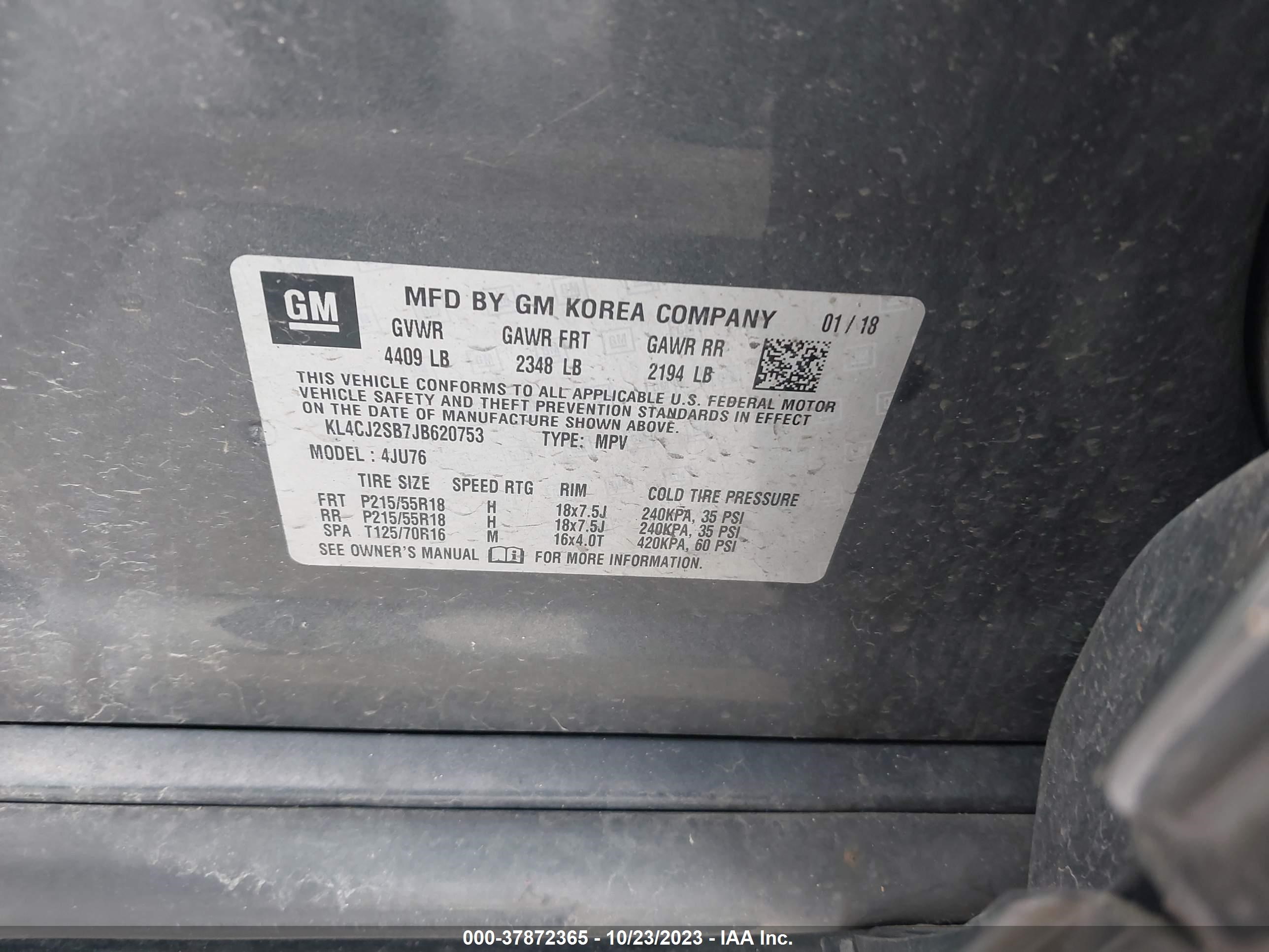 Photo 8 VIN: KL4CJ2SB7JB620753 - BUICK ENCORE 