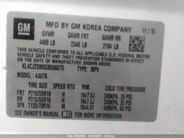 Photo 8 VIN: KL4CJ2SM0GB566075 - BUICK ENCORE 