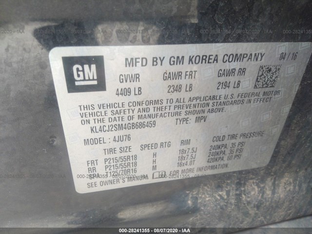 Photo 8 VIN: KL4CJ2SM4GB686459 - BUICK ENCORE 