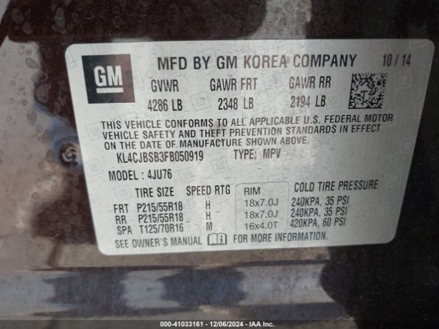 Photo 8 VIN: KL4CJ8S83F8050919 - BUICK ENCORE 