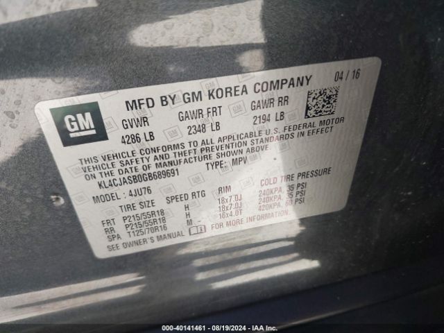 Photo 8 VIN: KL4CJASB0GB689691 - BUICK ENCORE 