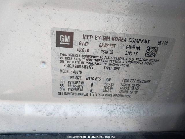 Photo 8 VIN: KL4CJASB0LB351170 - BUICK ENCORE 