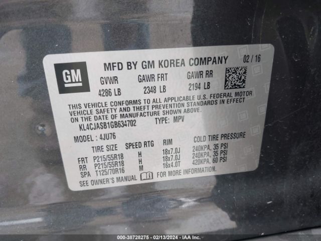 Photo 8 VIN: KL4CJASB1GB634702 - BUICK ENCORE 