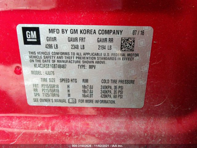 Photo 8 VIN: KL4CJASB1GB748487 - BUICK ENCORE 