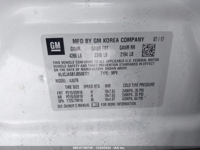 Photo 8 VIN: KL4CJASB1JB508721 - BUICK ENCORE 