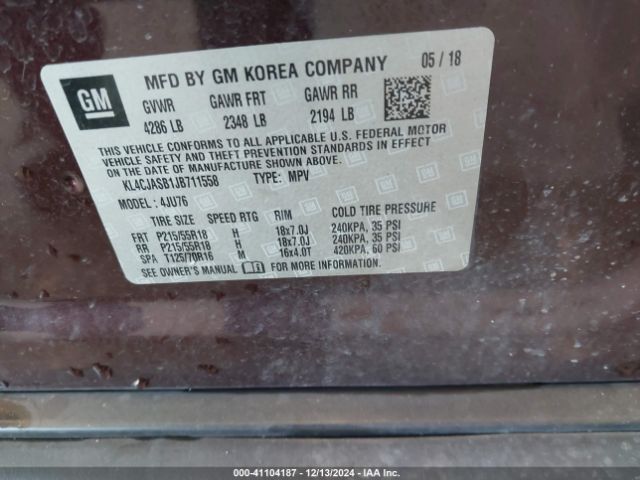 Photo 8 VIN: KL4CJASB1JB711558 - BUICK ENCORE 