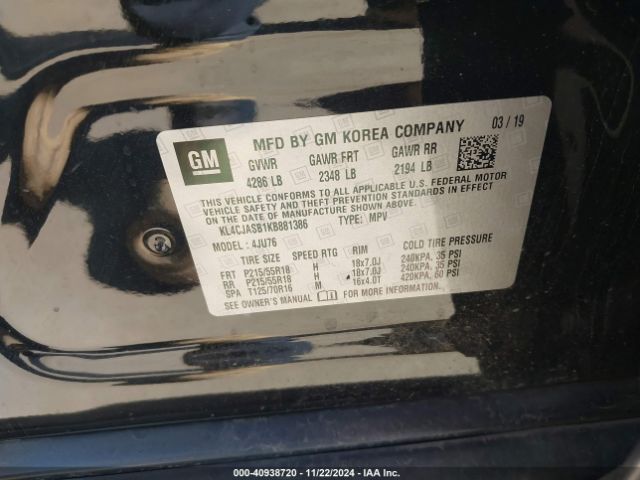 Photo 8 VIN: KL4CJASB1KB881386 - BUICK ENCORE 