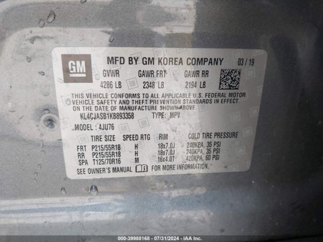 Photo 8 VIN: KL4CJASB1KB893358 - BUICK ENCORE 