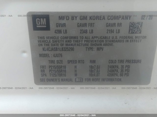 Photo 8 VIN: KL4CJASB1LB325290 - BUICK ENCORE 