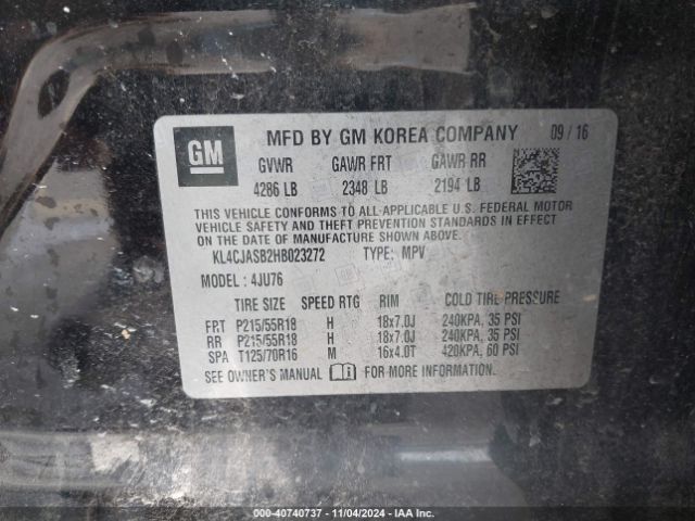 Photo 8 VIN: KL4CJASB2HB023272 - BUICK ENCORE 