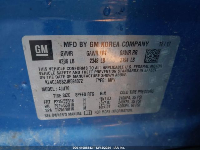 Photo 8 VIN: KL4CJASB2JB594072 - BUICK ENCORE 