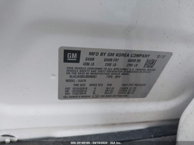 Photo 8 VIN: KL4CJASB2JB596081 - BUICK ENCORE 