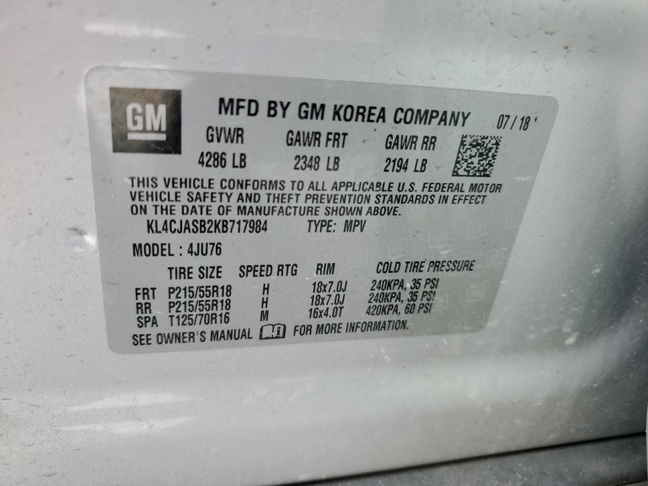 Photo 12 VIN: KL4CJASB2KB717984 - BUICK ENCORE 