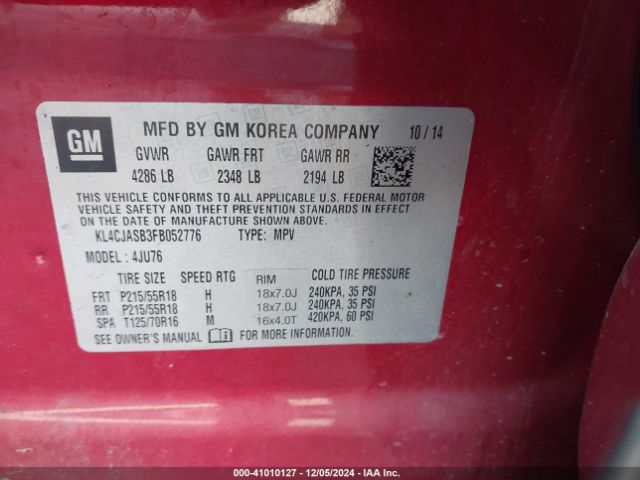 Photo 8 VIN: KL4CJASB3FB052776 - BUICK ENCORE 