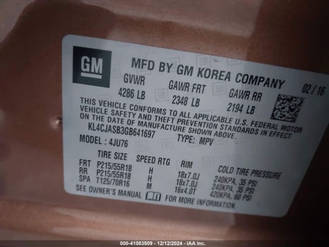 Photo 8 VIN: KL4CJASB3GB641697 - BUICK ENCORE 