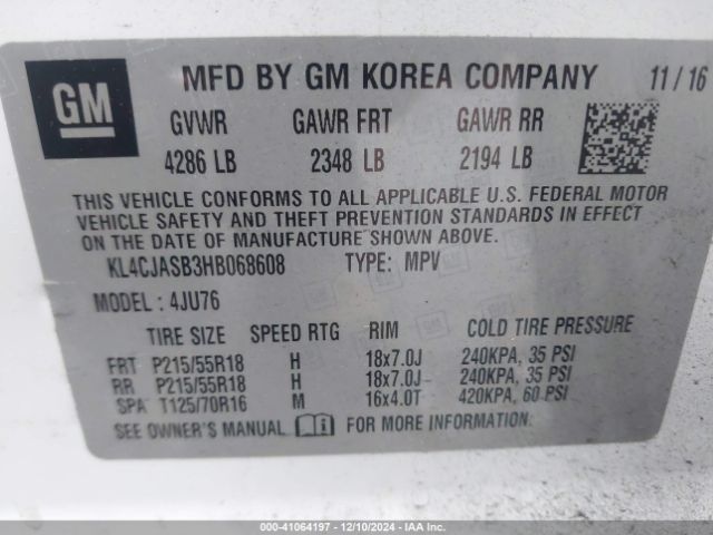 Photo 8 VIN: KL4CJASB3HB068608 - BUICK ENCORE 