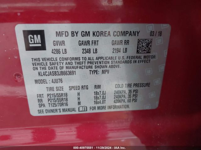 Photo 8 VIN: KL4CJASB3JB663691 - BUICK ENCORE 