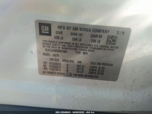 Photo 8 VIN: KL4CJASB3KB815681 - BUICK ENCORE 