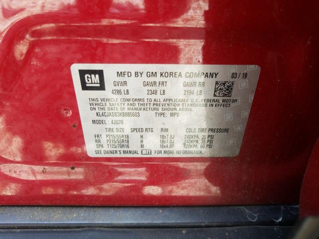 Photo 9 VIN: KL4CJASB3KB885603 - BUICK ENCORE PRE 