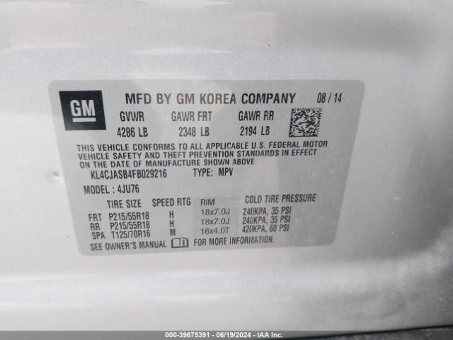 Photo 8 VIN: KL4CJASB4FB029216 - BUICK ENCORE 