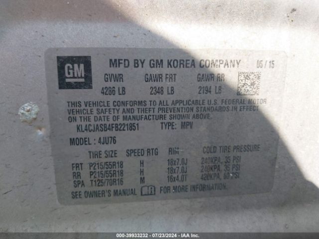 Photo 8 VIN: KL4CJASB4FB221851 - BUICK ENCORE 