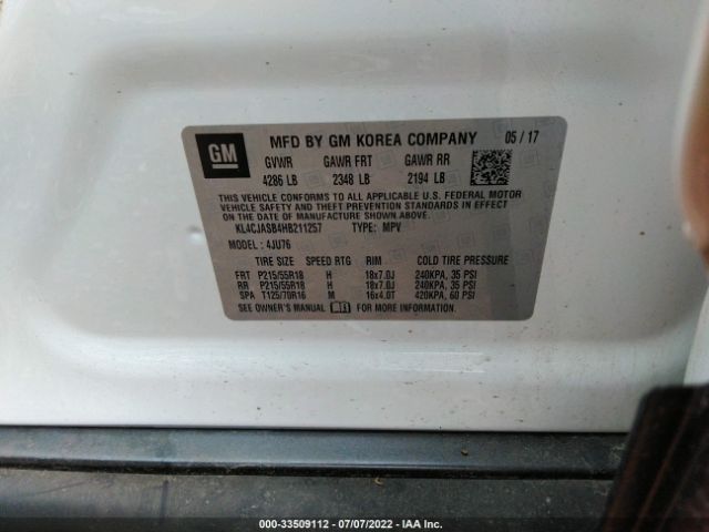 Photo 8 VIN: KL4CJASB4HB211257 - BUICK ENCORE 