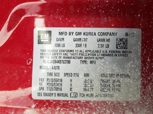 Photo 9 VIN: KL4CJASB4KB703780 - BUICK ENCORE PRE 