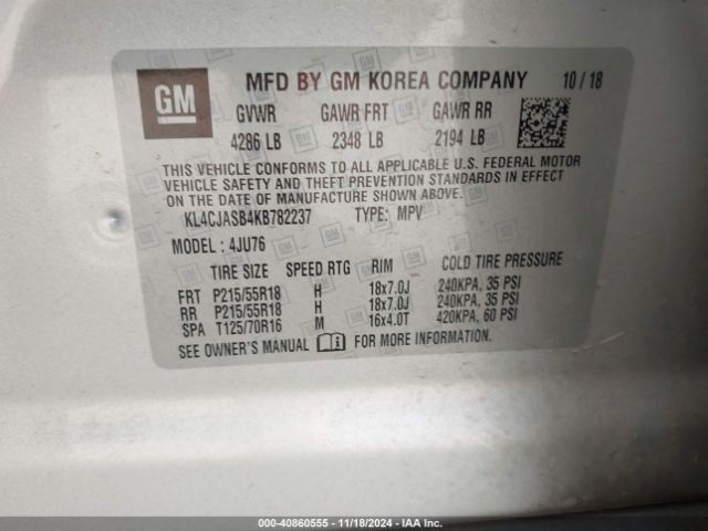 Photo 8 VIN: KL4CJASB4KB782237 - BUICK ENCORE 