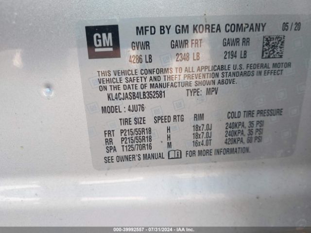 Photo 8 VIN: KL4CJASB4LB352581 - BUICK ENCORE 