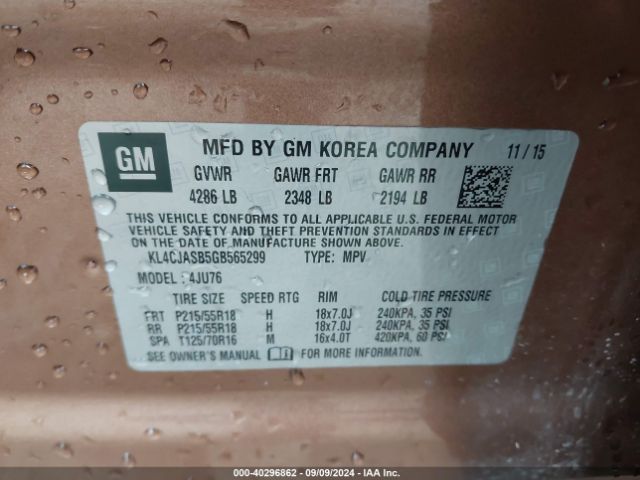 Photo 8 VIN: KL4CJASB5GB565299 - BUICK ENCORE 