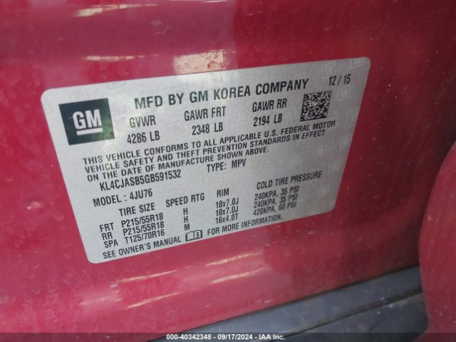 Photo 8 VIN: KL4CJASB5GB591532 - BUICK ENCORE 