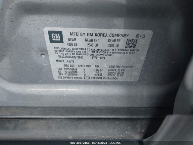 Photo 8 VIN: KL4CJASB5KB871640 - BUICK ENCORE 