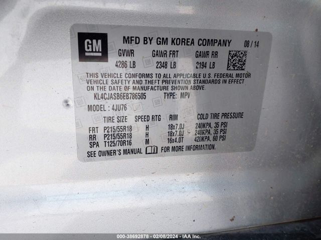 Photo 8 VIN: KL4CJASB6EB786505 - BUICK ENCORE 