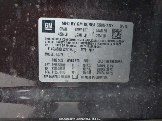 Photo 8 VIN: KL4CJASB6FB270128 - BUICK ENCORE 