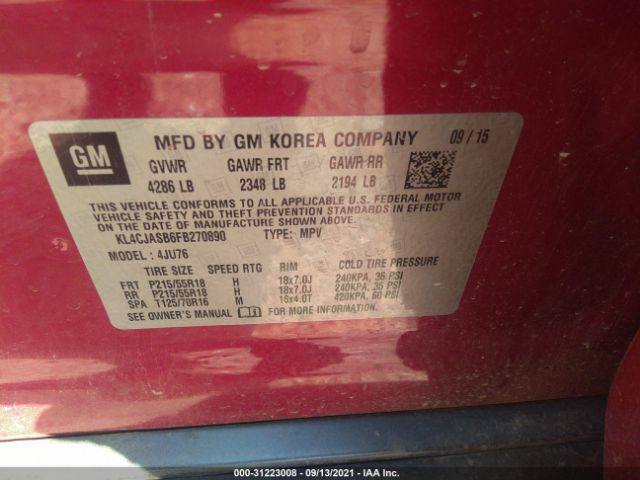 Photo 8 VIN: KL4CJASB6FB270890 - BUICK ENCORE 