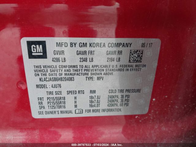 Photo 8 VIN: KL4CJASB6HB204083 - BUICK ENCORE 