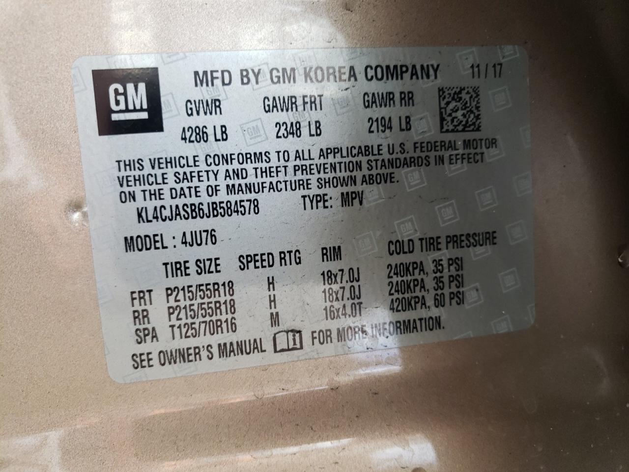 Photo 13 VIN: KL4CJASB6JB584578 - BUICK ENCORE 